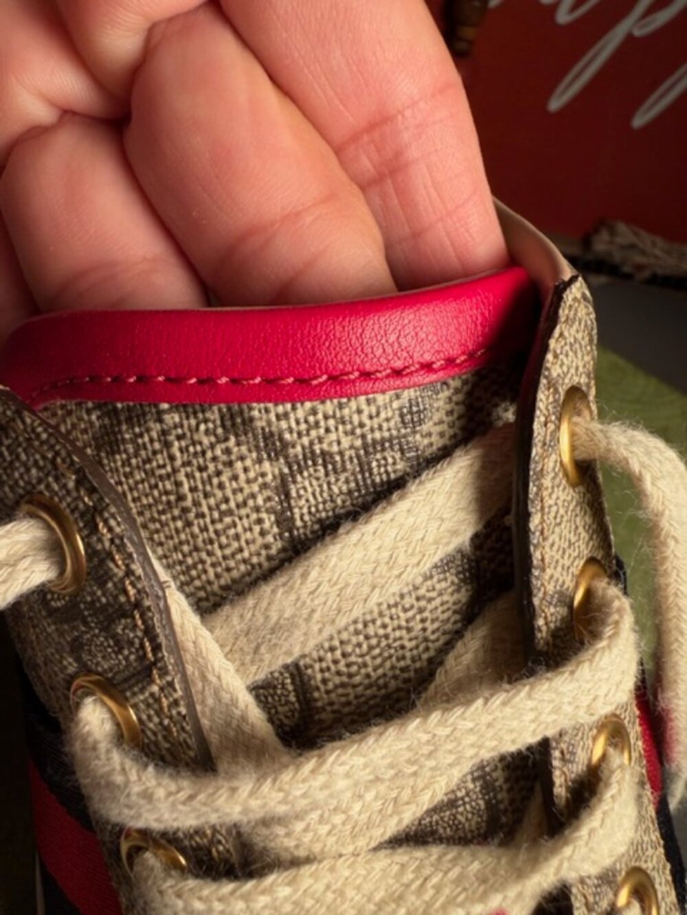 Gucci Beige Monogram Sneakers - Picture 9 of 10